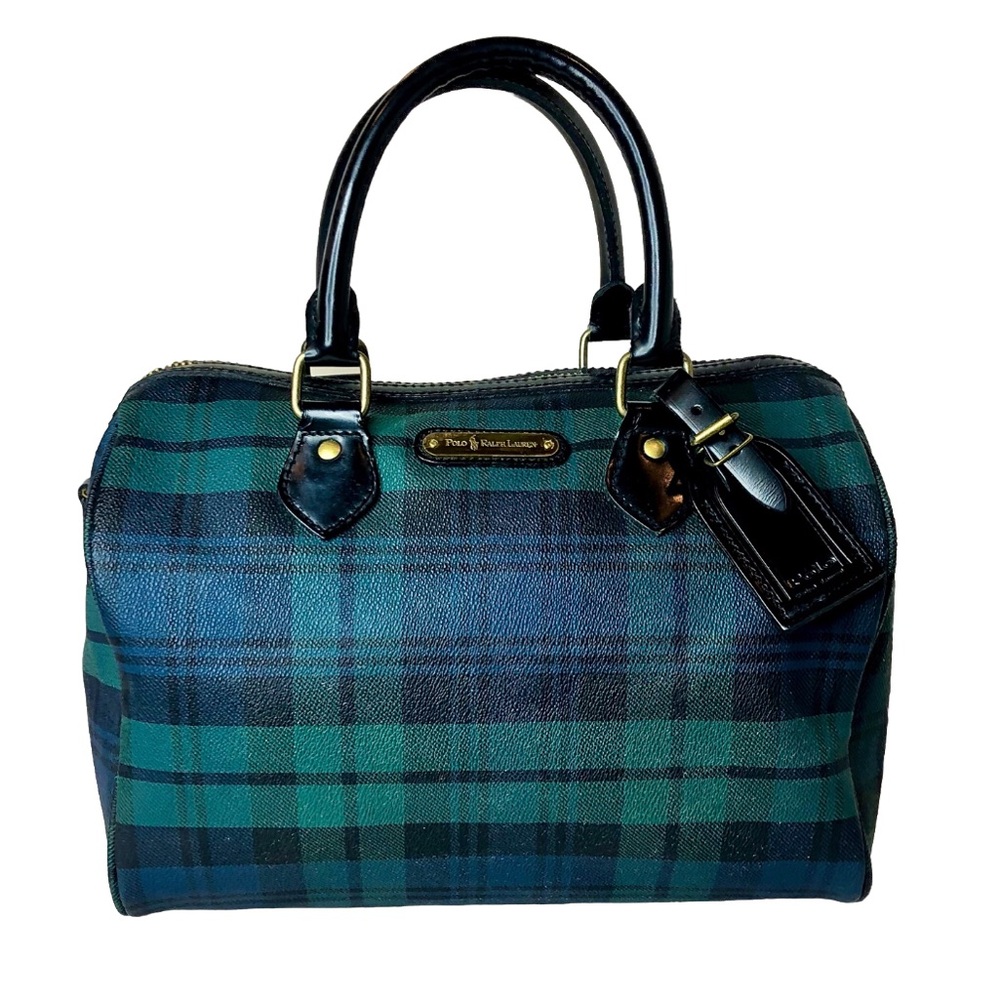 RALPH LAUREN Black Watch Plaid Boston Weekend Travel Doctors Bag Speedy 30cm